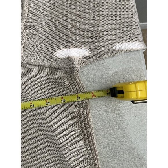 Easel Oversized Knitted Sweater Front Pocket Distressed Hems Size Medium Tan - Picture 10 of 11